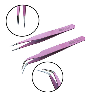 

〖Follure〗2pcs Stainless Steel Eyebrow Tweezers Eyelash Curler Clip Plucking Beauty Tools