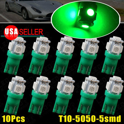 

10x T10 5050 LED Vivid Green Car Dome Interior Lights Bulb W5W 194 192 168 2825