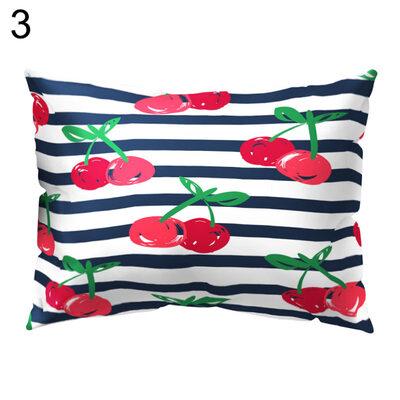 

Cute Cherry Printed Rectangle Throw Pillow Case Cushion Cover Home Car Decor