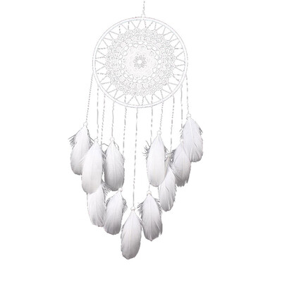 

White Handmade Lace Dream Catcher Feather Bead Hanging Decoration Ornament