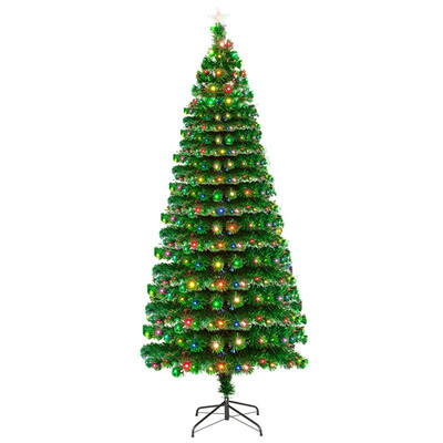 

75ft Pre-Lit Fiber Optic Artificial PVC Christmas Tree LED Multicolor w 260 LED Lights&Stand Holiday Lighted