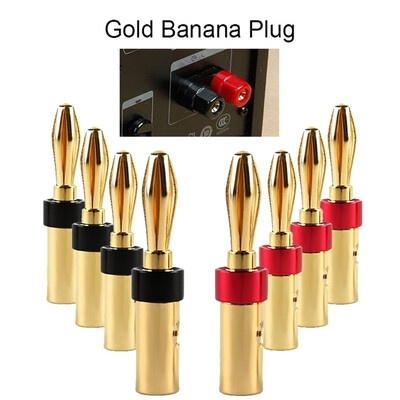 

UGREEN Banana Plugs 24K Gold Plated 4 Pair Closed Screw Banana Plug Connectors for Speaker Cable Corrosion-Resistant 4 Red 4 Black