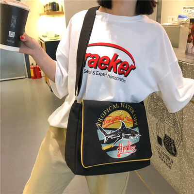 

Korean version of single-shoulder canvas bag hand-held oblique Bag ins Campus Simple Student Literature&Art Xiaoqing Fresh Sh