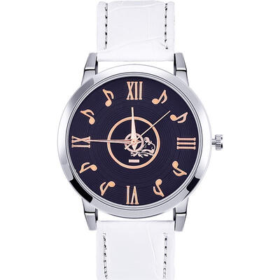 

New Fashion Music Design Watch Women Luxury Stainless Steel Leather Band Wristwatch Ladies Quartz Dress Watches Reloj Mujer