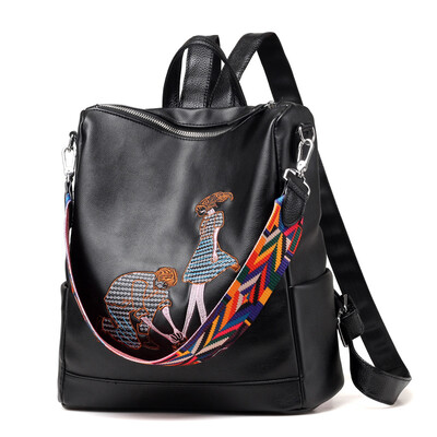 

Waterproof embroidery fashion backpack womens Korean version backpack womens travel bag 2017 schoolbag leisure bag