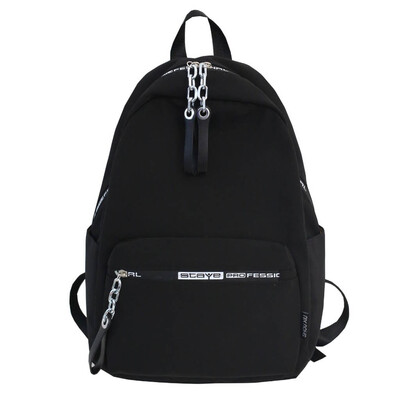 

Large Capacity Solid Color Waterproof Nylon Casual Backpack School Bag