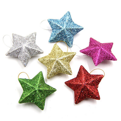 

6PCSLot 5CM DIY Gillter Stars Christmas Pendant Ornament