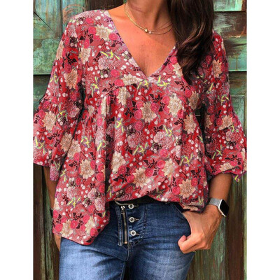 

Starmoon Womens Summer Casual Half Sleeve V Neck Printed T Shirt Tops Blouse
