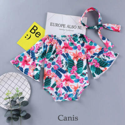 

UK Princess Newborn Baby Girls Floral RomperHeadband Jumpsuit Bodysuit Sunsuit