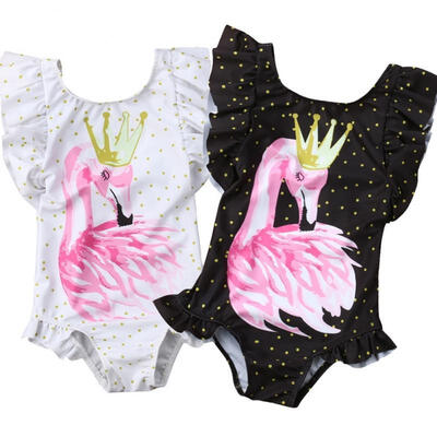

Toddler Kids Baby Girls Swan Print Swimsuit Romper Bikini Swimwear Bathing Suit Beachwear