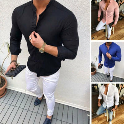 

Mens Slim Fit V Neck Long Sleeve Muscle Tees T-shirt Casual Shirts Tops Blouse