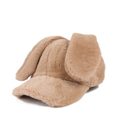 

Autumn&Winter Hat Female ins Furry Rabbit Ear Baseball Cap Daily Sweet Cute Duck Tongue Cap Student Ear Protective Warm Cap