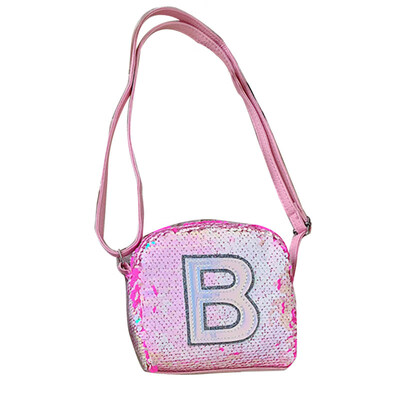

Fashion Women B Capital Letter Sequined Zipper Small Crossbody Shoulder Bag