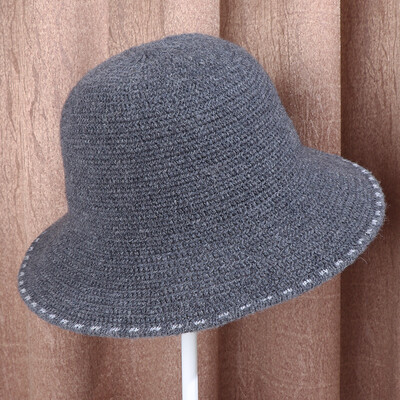 

Fallwinter new Korean leisure tide ladies knitted wool hat solid color wool warm Joker basin cap fisherman hat