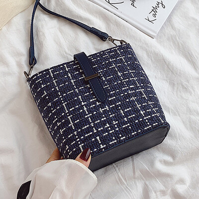 

Summer new bag women 2019 new Korean fashion casual slung Joker shoulder woven bucket bag