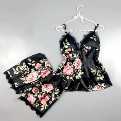 

2pcsset Women Sexy Satin Sleepwear Nighwear Babydoll Lingerie Nightgown Nighty