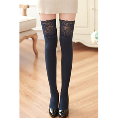 

Japanese Style Lace Stitching Non-slip Bottoming Stockings All-match Cotton Over Knee Socks