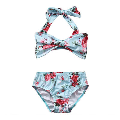 

Floral Print Baby Girls Split Swimsuit Bikini Set Two-Piece Bathing Suit