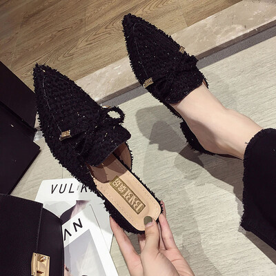 

Plain heel slippers women wearing a summer version of the butterfly machine flow Sumuler shoes small fresh beach semi - slippers