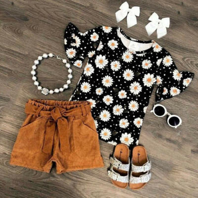 

Toddler Kid Baby Girl Summer Top T-shirtShort Pants Outfit Set Clothes 3pcs Set
