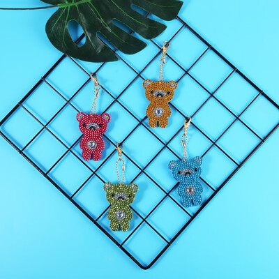

Siaonvr 4Pcs 5D Cartoon Keyrings Diamond Painting DIY Painting Full Diamond Drill Need
