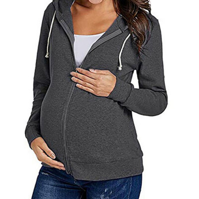 

Fashion Women Autumn Winter Maternity Clothes Pregnant Zipper Hoodie Sweatshirts Nursing Tops For Breastfeeding