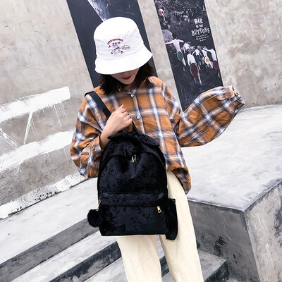 

Tailored Womens Bag Shoulder Bag Plush Literary Hair Ball Student Bag