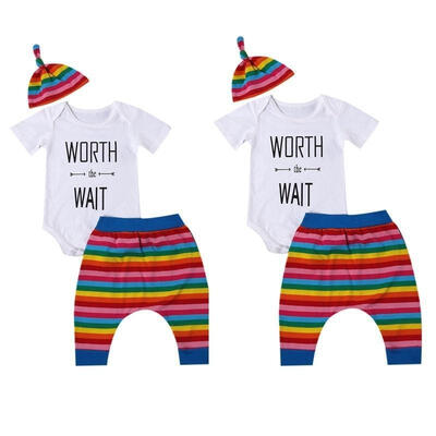 

3pcs Newborn Infant Kids Baby Boy Girl Romper TopsPantsHat Outfit Set