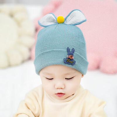 

Fallwinter 2019 mens&womens children knitted cotton pullover cap bow rabbit cartoon cute baby hat