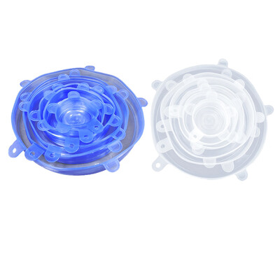 

6pcsset Kitchen Silicone Stretch Lids Reusable Airtight Food Storage Covers Various Sizes Seal Bowl Stretchy Wrap Cover