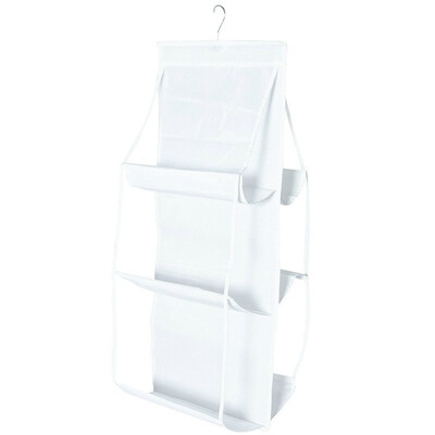 

6 Pockets Hanging Clear Purse Handbag Tote Bag Storage Organizer Closet Rack Bag