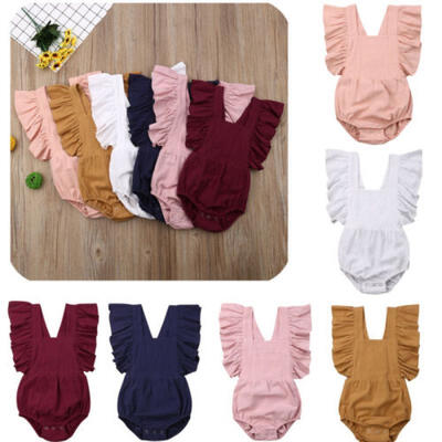

UK Cute Newborn Baby Girl Ruffle Romper Bodysuit Jumpsuit Sunsuit Outfit Clothes