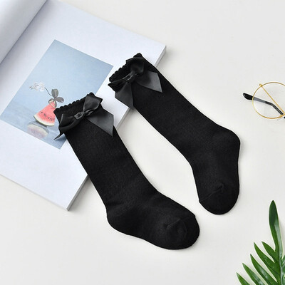 

Girls Knee High Long Soft Cotton Warm Tights Socks Bow socks