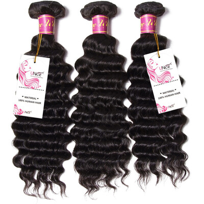 

UNice Hair 8A Malaysian Deep Wave 3 Bundles 100 Human Hair Extensions