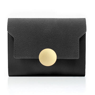 

Stylish Contrast Color Frosted Fold Short Wallets With Round Shining Snap Button For Women Multi-Card Holder Coin Purse
