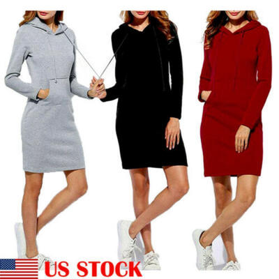 

US Women Ladies Casual Sweatshirt Long Sleeve Sweater Hoodie Jumper Winter Dress
