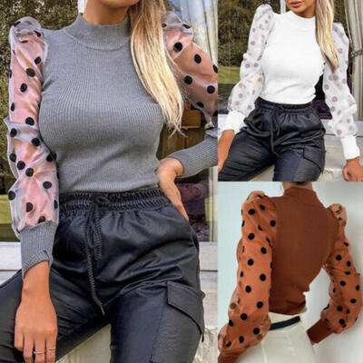 

Women Casual Long Sleeve Turtle Neck Knit Sweater Jumpsuit Tops Blouse Bodysuit