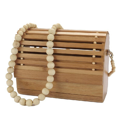 

Women Handbag Bamboo Bag Hollow Out Handmade Messenger Bag Square Summer Beach Ladies Bag Wooden Clutch