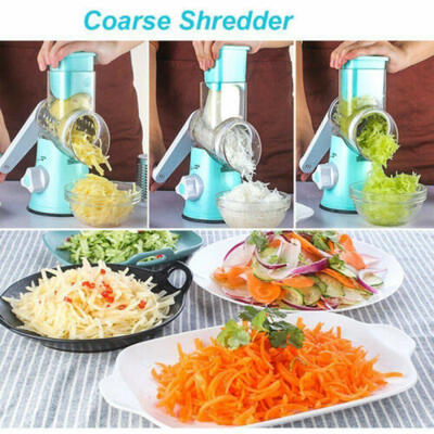 

Safe Vegetable Fruit Cutter Slicer Shredder Grinder with 3 Stainless Steel Drums