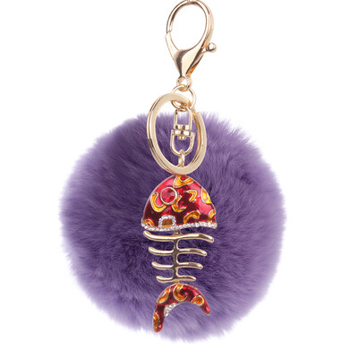 

Creative Smart Fishbone Keychain Rex Rabbit Plush Pendant Bag Mobile Phone Charm Fashion Pendant