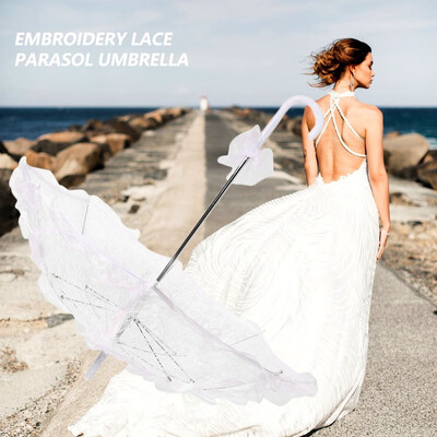 

1PCS Embroidery Lace Parasol Umbrella Wedding Dancing Bridal Party Decor