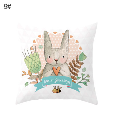 

Happy Easter Rabbit Flower Throw Pillow Case Cushion Cover Sofa Bed Car Decor