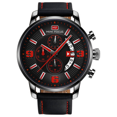 

BOFUTE Mens Watch Sports Leisure Quartz Watches Calendar Waterproof Genuine Leather Strap 0025G