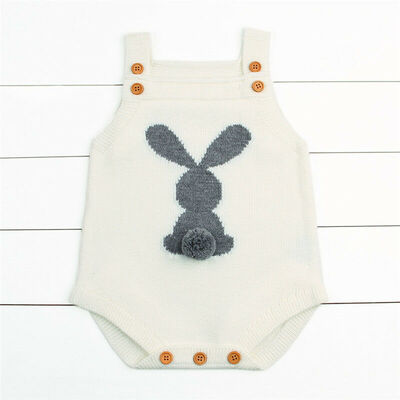 

Newborn Baby Boys Girls Bunny Knitting Wool Romper Bodysuit Outfit Set hgtret