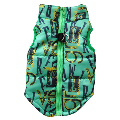 

Dog Clothes Green Letters Purple Gold Coins Pattern Pet Soft Padded Vest Harness Multi-size Clothes For Dogs