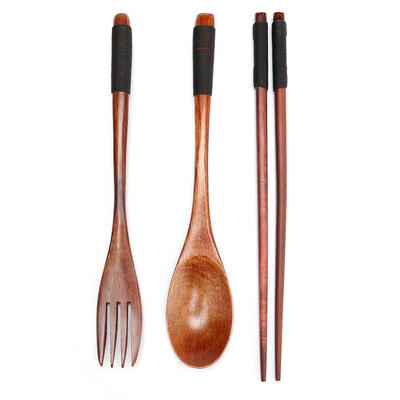

Japanese Portable Wood Chopsticks Fork Spoon Tableware Travel Cutlery Set