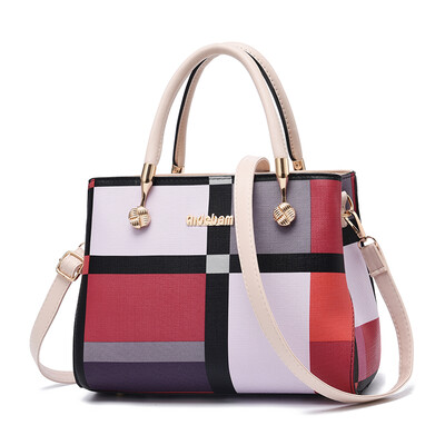 

Summer handbag female temperament shoulder bag female fashion color matching check messenger bag female large capacity
