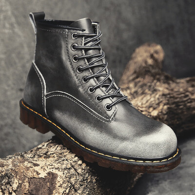 

Mens shoes 2019 new England leather Chelsea boots mens boots high to help flip fur shoes