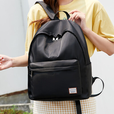 

Landcase school bag female middle school students Korean version of large capacity high school students junior high school childrens school simple versatile shoulder bag 422 black