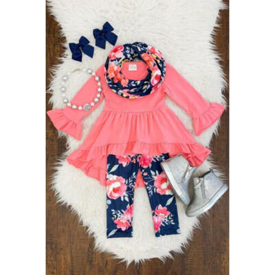 

Floral Toddler Kids Baby Girl Cotton Top Dress Pants Leggings Outfits Clothes US